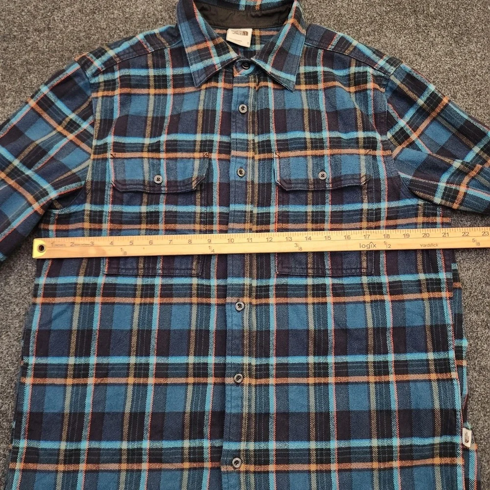 The North Face Mens Medium Blue Plaid Flannel Arroyo Long Sleeve Button Up Shirt